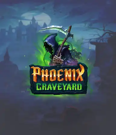 The eerie and atmospheric Phoenix Graveyard slot game interface by ELK Studios, featuring a mysterious graveyard setting. Displayed in this image is the slot's unique expanding reel feature, coupled with its gorgeous symbols and gothic theme. The design reflects the game's mythological story of resurrection, attractive for those drawn to the supernatural.